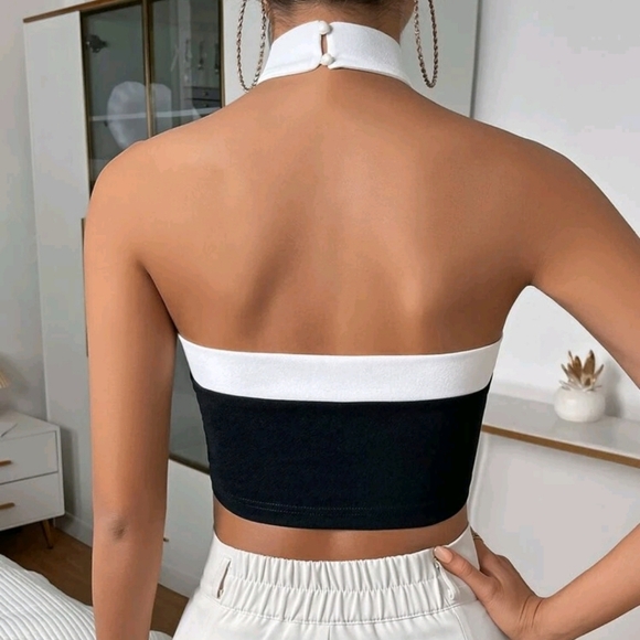 Women Camisole Contrast Trim Halter Top - Picture 2 of 4